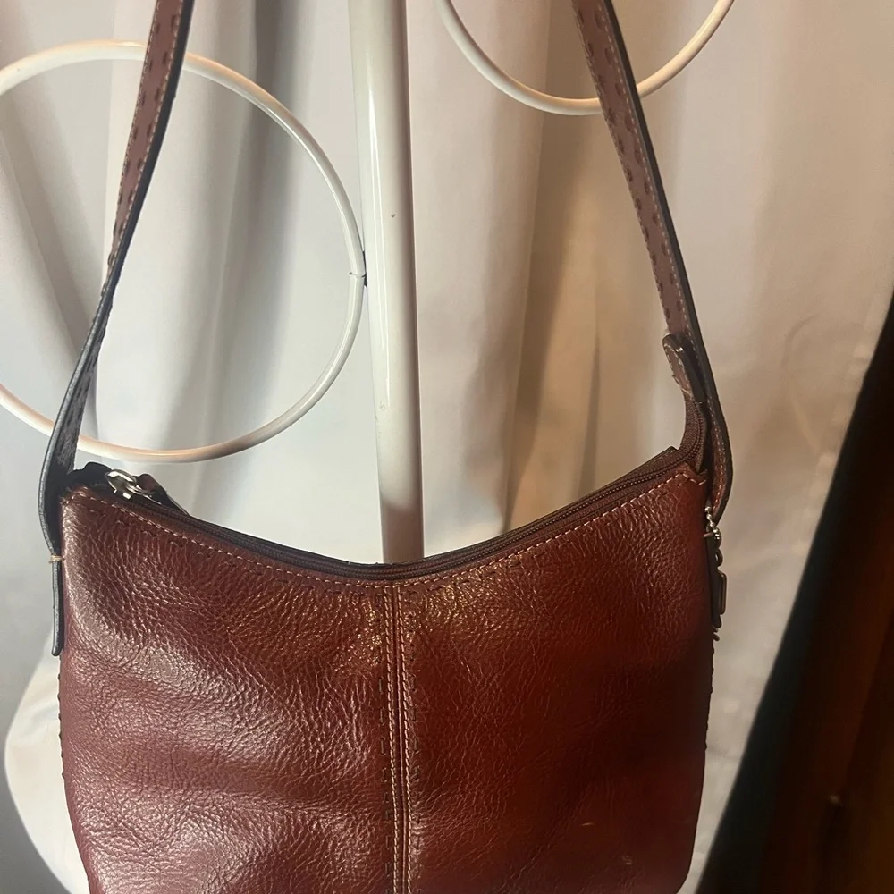 Fossil Vintage Rich Brown Leather Bag with Key Charm